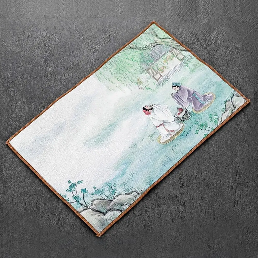 

Creative Tea Cleaning Chinese Painted Tea Towel Painted Rag High-end Tea Napkin Super Absorbent Dish Towel Cup Mat Accessories