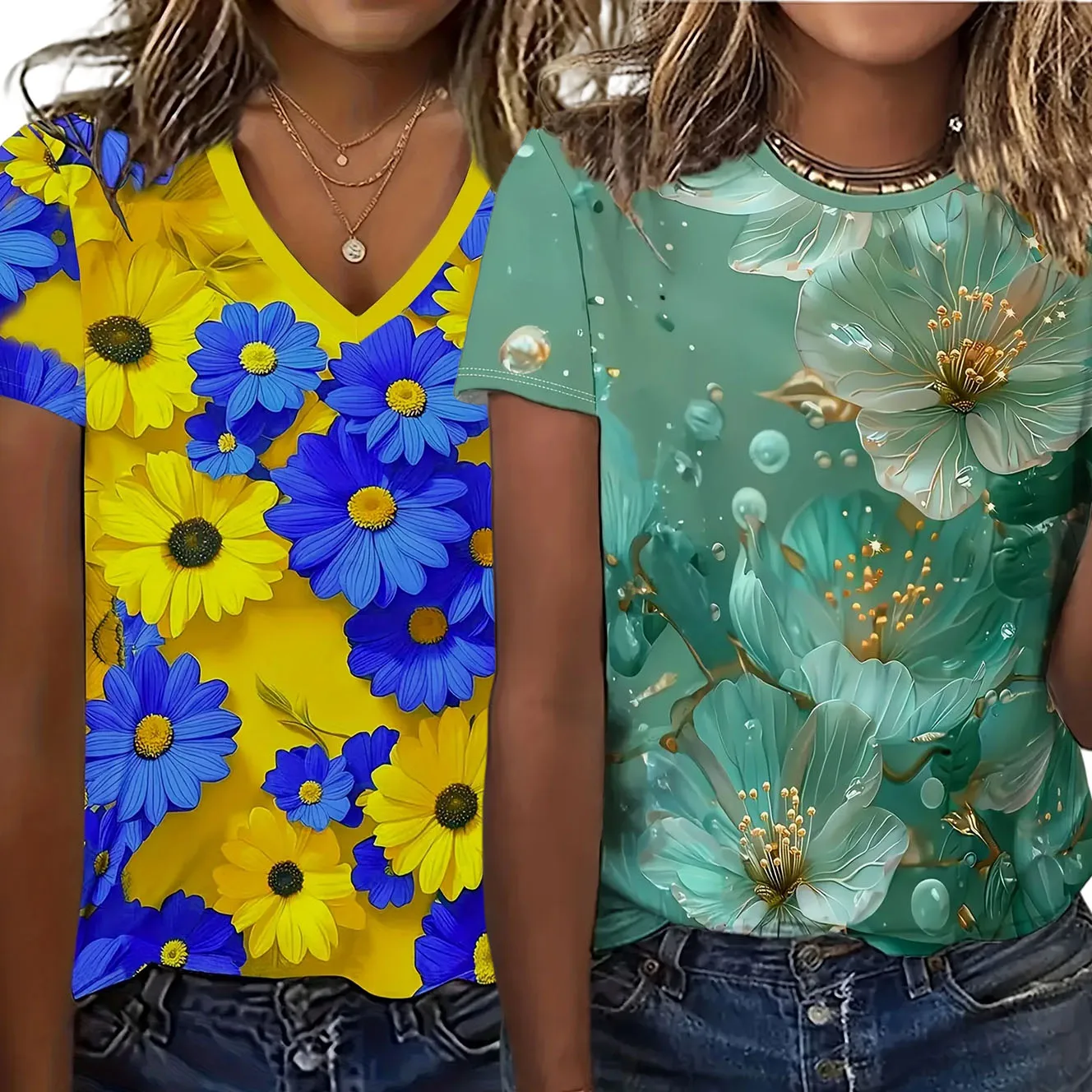 

Women's Plus Size T-shirt Paired with Fresh Fashionable Printed Top New Summer Outdoor Casual Quick Drying Breathable T-shirt