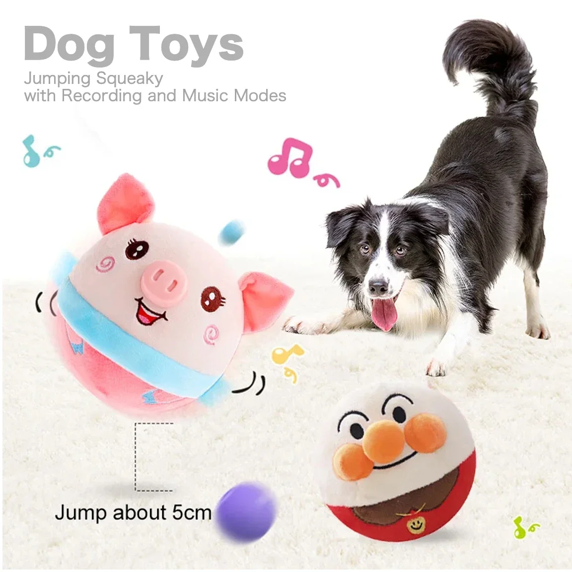 Smart Interactive for Small Dog Toys Pet Training Pig Jumping Squeaky Toys with Recording & Music Modes Chew Molar Game for Dogs