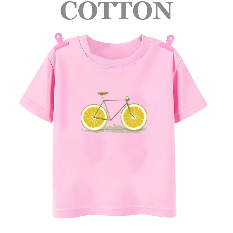 Summer New Fruit T-shirt for Children's Boys and Girls Casual Round Neck Top 2023 Fun T-shirt for Students