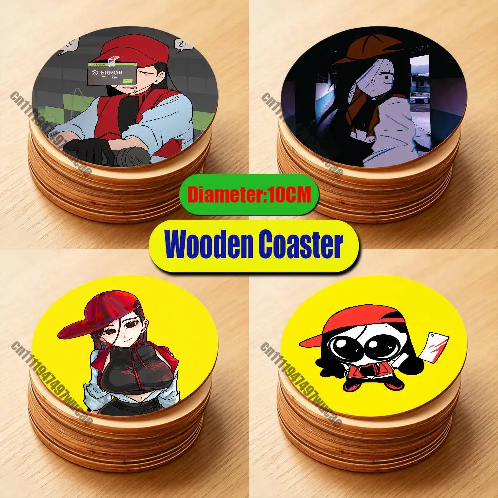 For Yi Xi Singer Meat Girl Coaster Water Coffee Tea Cup Glass Mat Wood Round Non Slip Custom Decoration