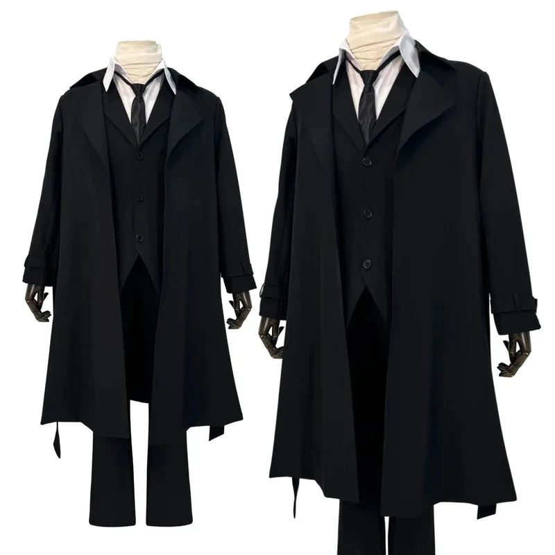 

HOLOUN Bungo Anime Dazai Osamu Cosplay Costume Wig Black Lining Coat Elastic Pants Shirt Tie Daily Wearing Halloween Christmas