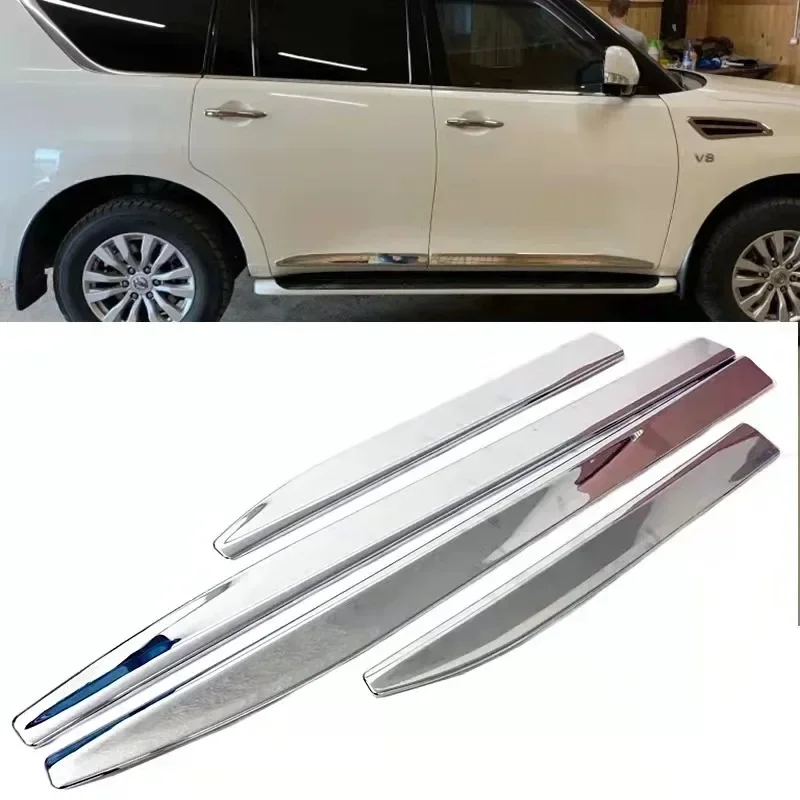 

For Nissan PATROL Y62 2017-2019 ABS Chrome Door Body Mouldings Protection Liner Garnish Cover Trims