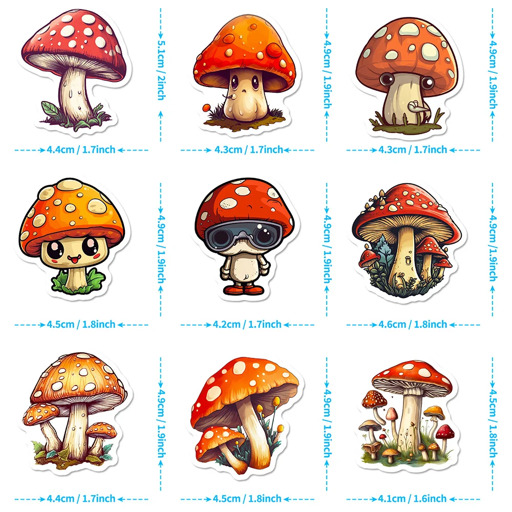 10/30/50pcs Vintage Cartoon Plant Mushroom Graffiti Stickers Decals DIY Laptop Phone Suitcase Album Decoration Sticker Kids Toy