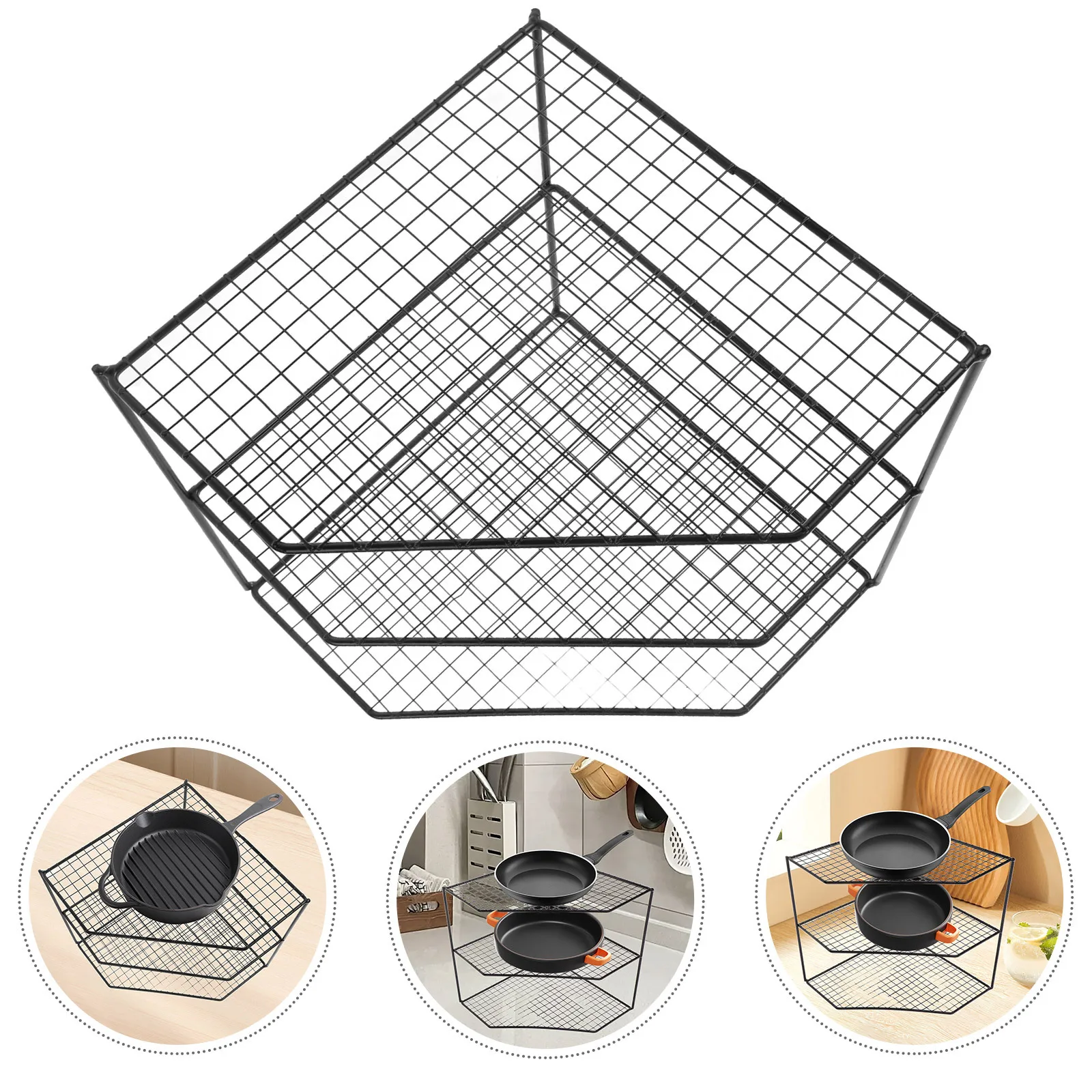 3-Tier Pot Storage Rack Kitchen Organizer Countertop Pan Holder For Pots Steam Pot Multi-Function Tiered Shelf Sink Rack