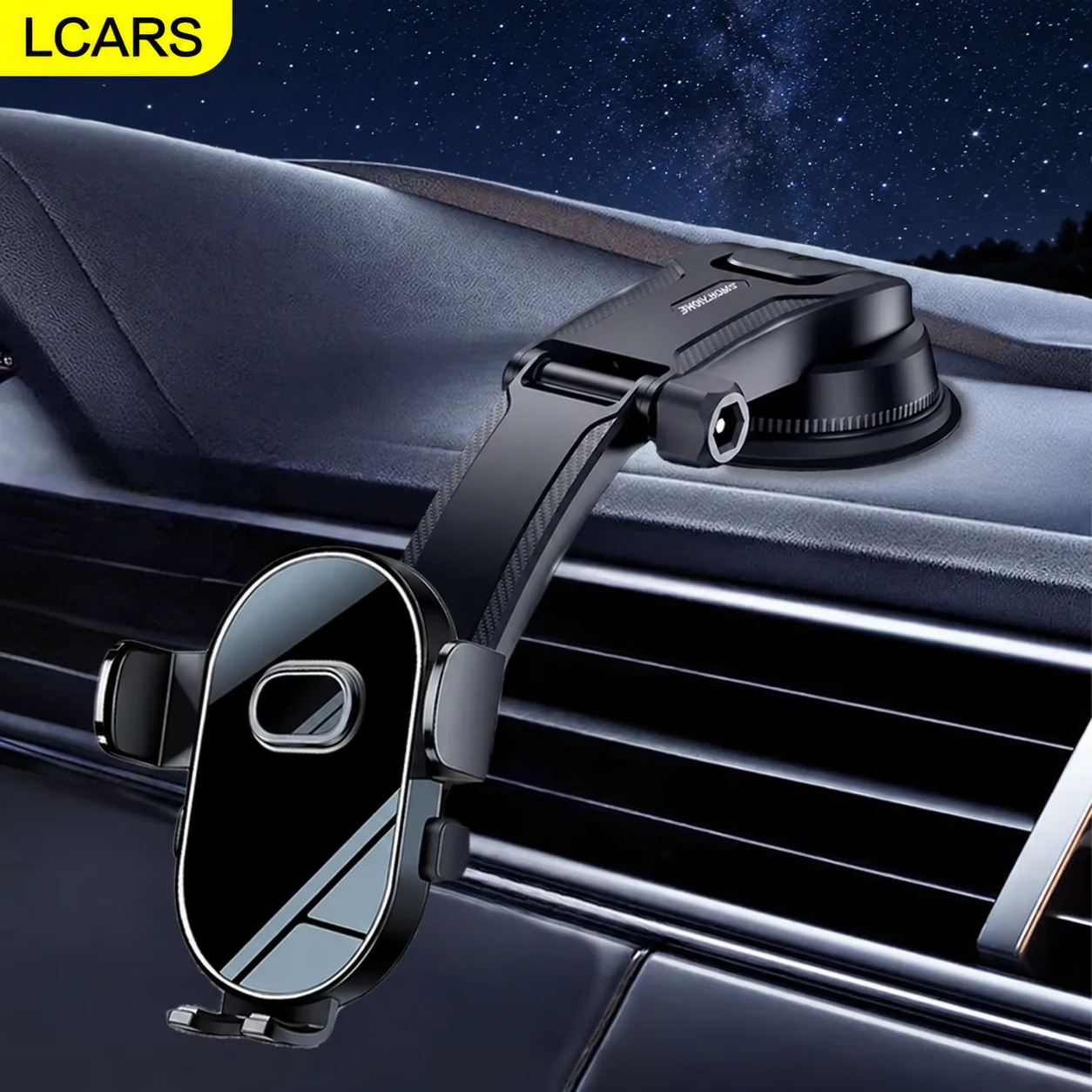 Lcars Car Phone Holder Vacuum Suction Cup Dashboard Phone Holder Dual Fixation on the Center Console Foldable 360-Degree Rotating Navigation Stand