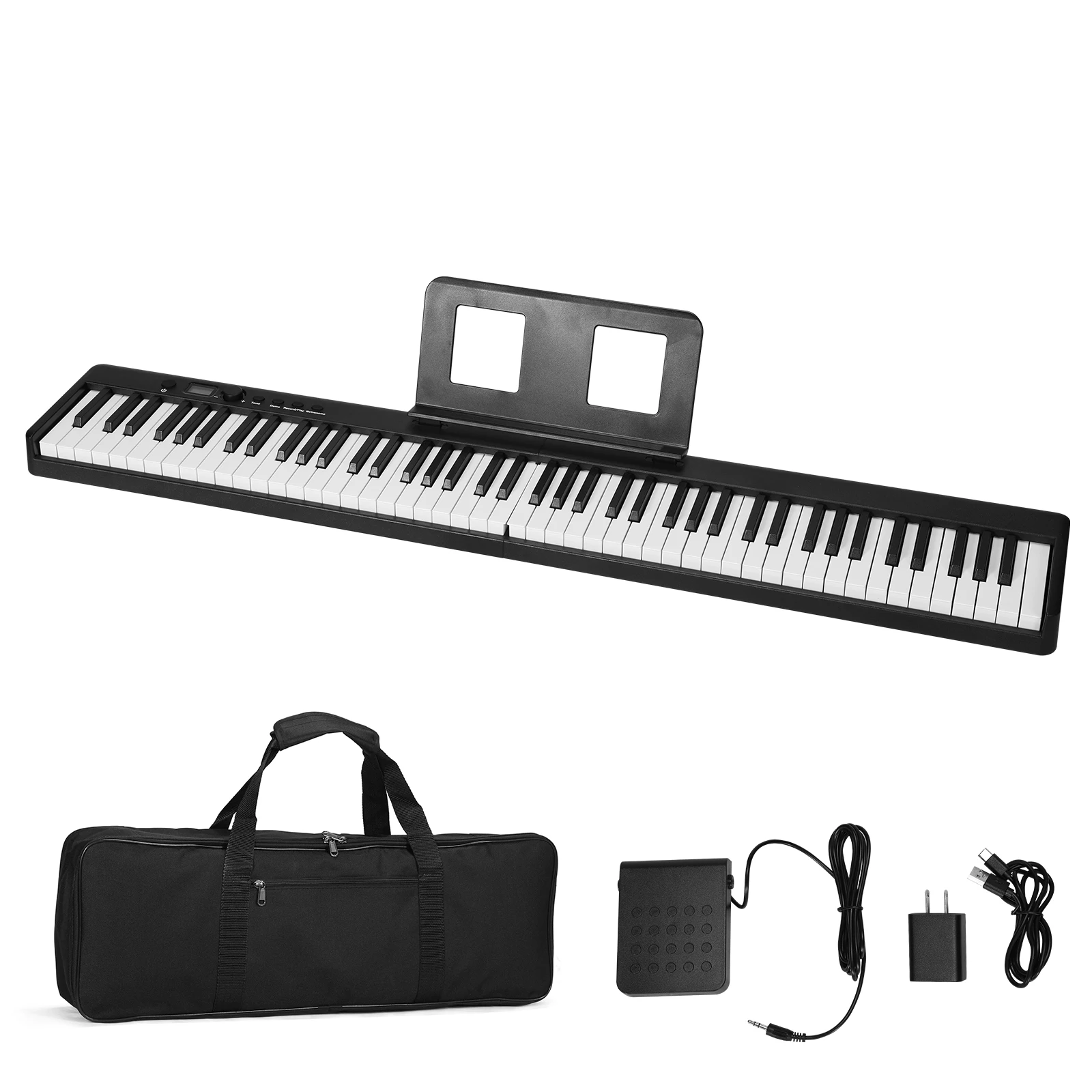 

88-Key Foldable Digital Piano Full Size Folding Piano Keyboard Includes Sustain Pedal Music Rest Carry Case for Adults Beginners
