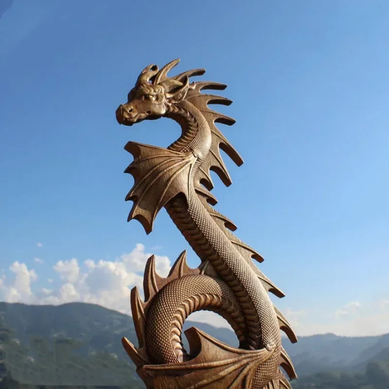 Resin Dragon Statues Dragon Figures Art Garden Decoration Fantasy Animal Sculptures Ornaments for Front Lawn Garden Decor