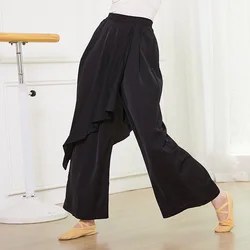 Pantalones de baile modernos para mujer, pantalón holgado y elegante de pierna ancha de 2 capas, para danza clásica, Jazz, actuación en escenario, práctica