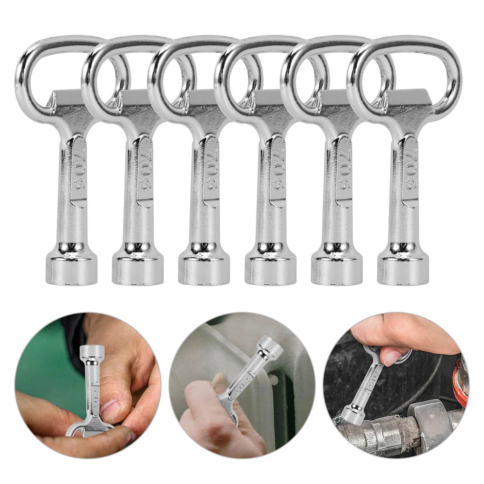 6pcs Four Angle Keys Zinc Alloy Valve Wrench Plumbing Tool Water Meter Key Shut Off Radiator Bleed Keys Old Radiator Air