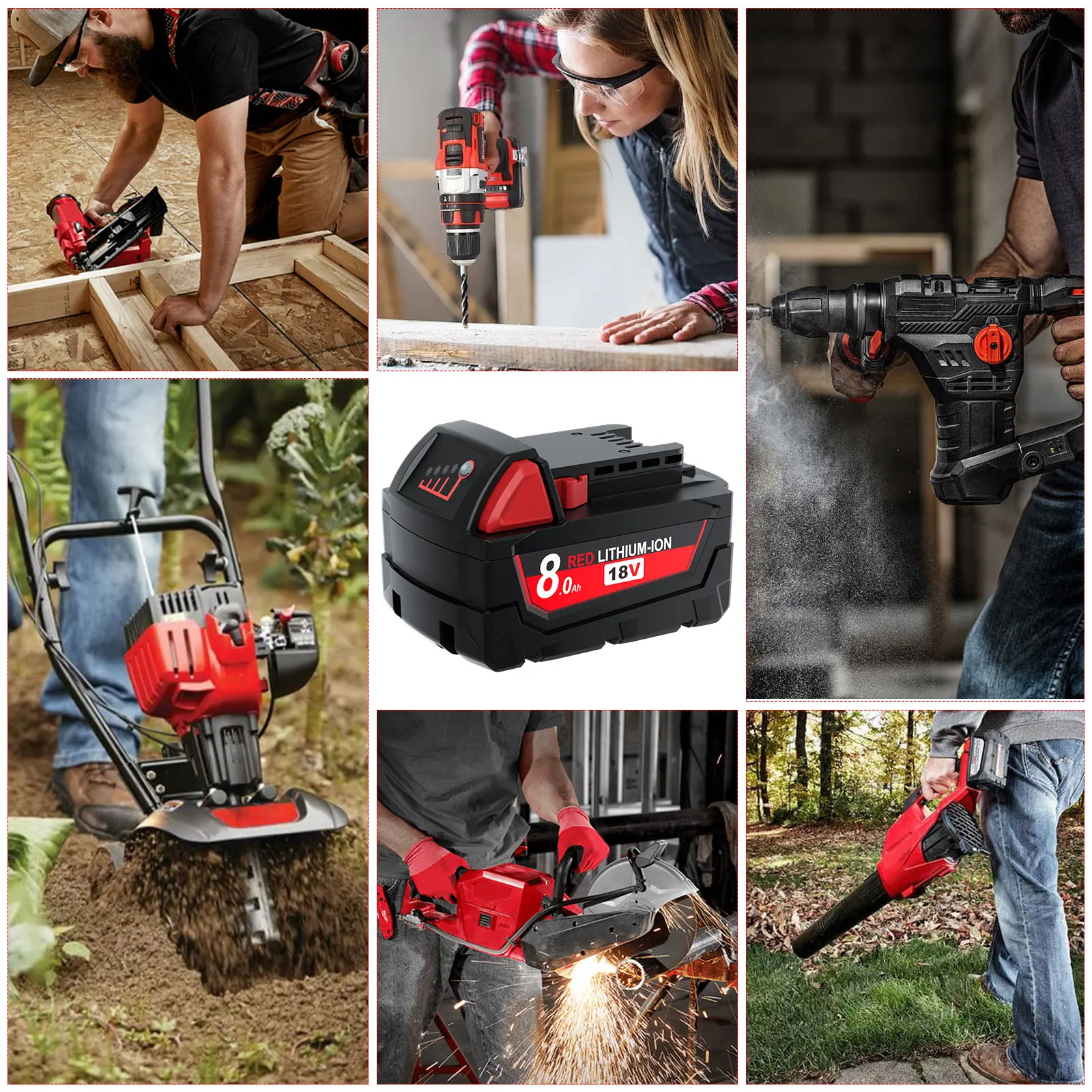 ミルウォーキーツール用充電式バッテリー,8000mah,18v,m18b5 xc,48-11-2402, 48-11-2411 2604-22