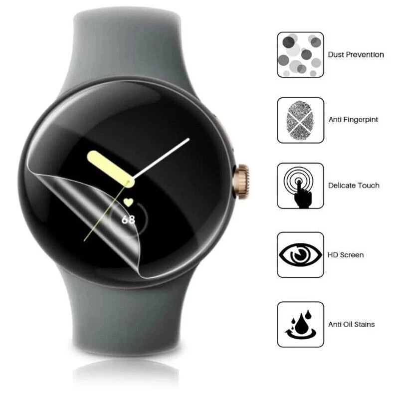 5Pcs For Google Pixel Watch creen Protectors Smartwatch Protective Film Anti-scratch Full Cover Watch Film for Pixel Watch 2 LTE