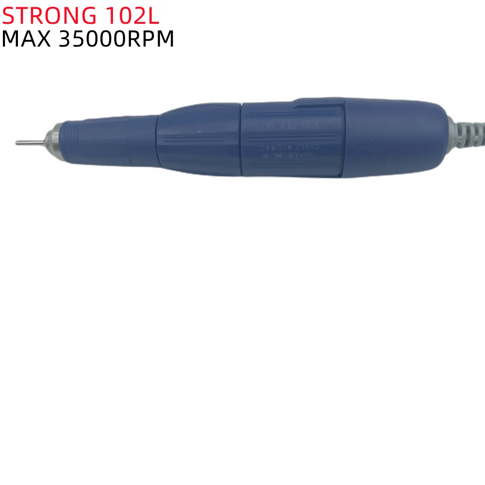 STRONG 207B-caja de Control de manicura, taladro eléctrico con mango azul, 35000RPM, 102L, 65W