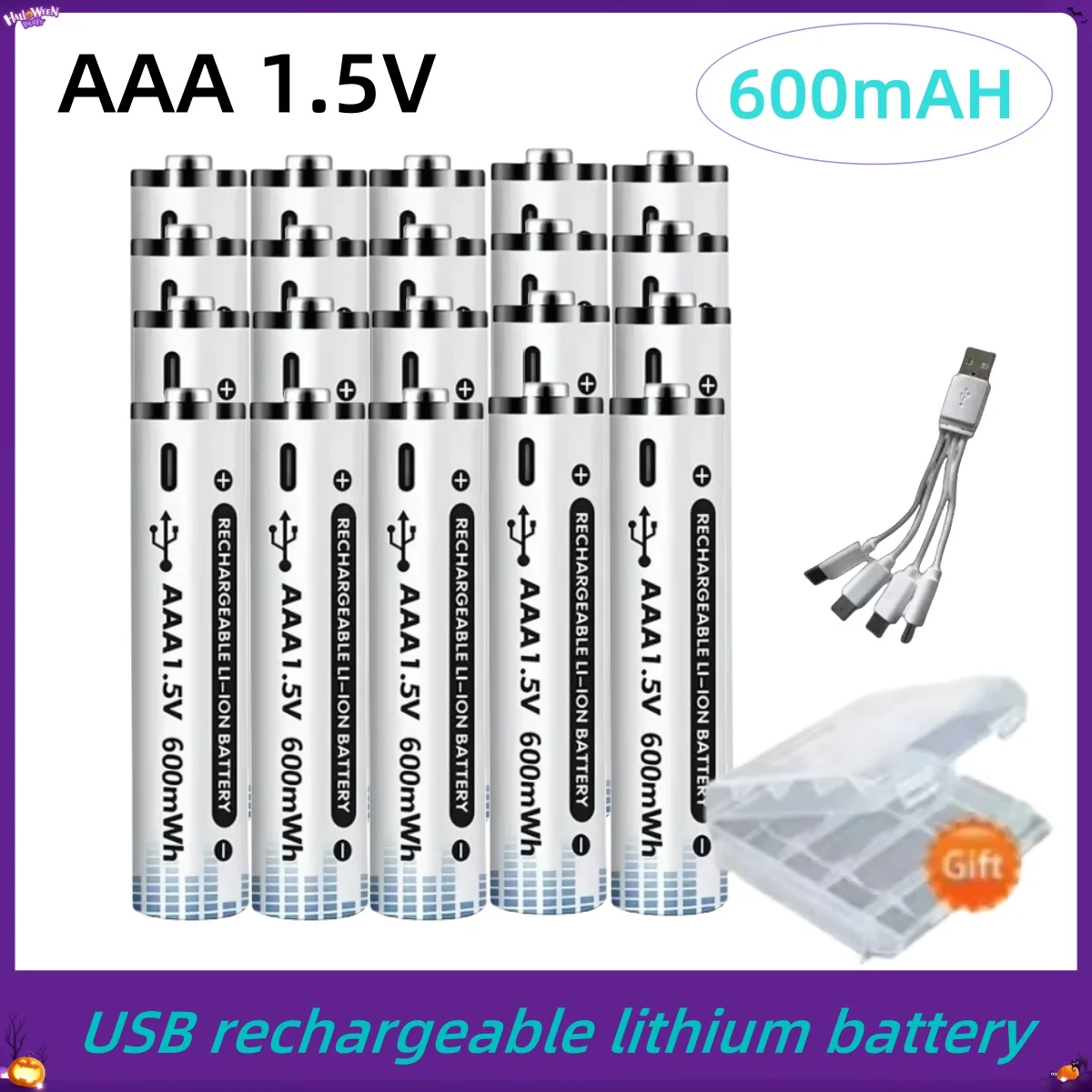 

Hot Rechargeable AAA Batteries 600mWh Large Capacity Type-C Fast Charge AAA 1.5V Polymer Lithium Battery for Toy etc