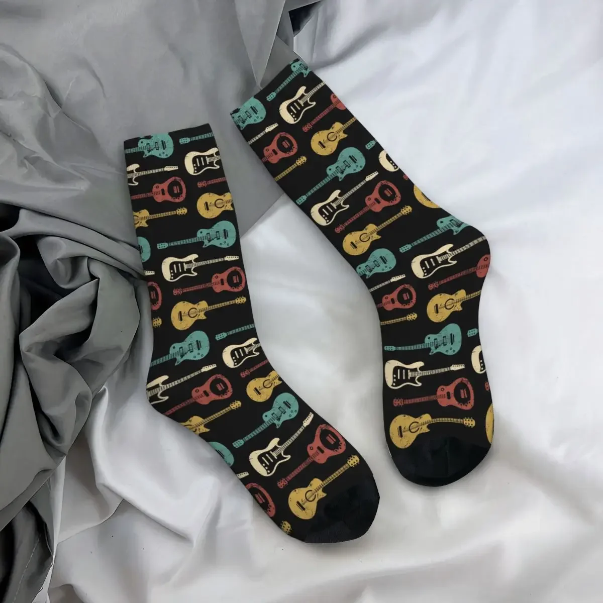 Retro Guitar Socks Harajuku Super Soft Stockings All Season Long Socks Accessories for Unisex Gifts