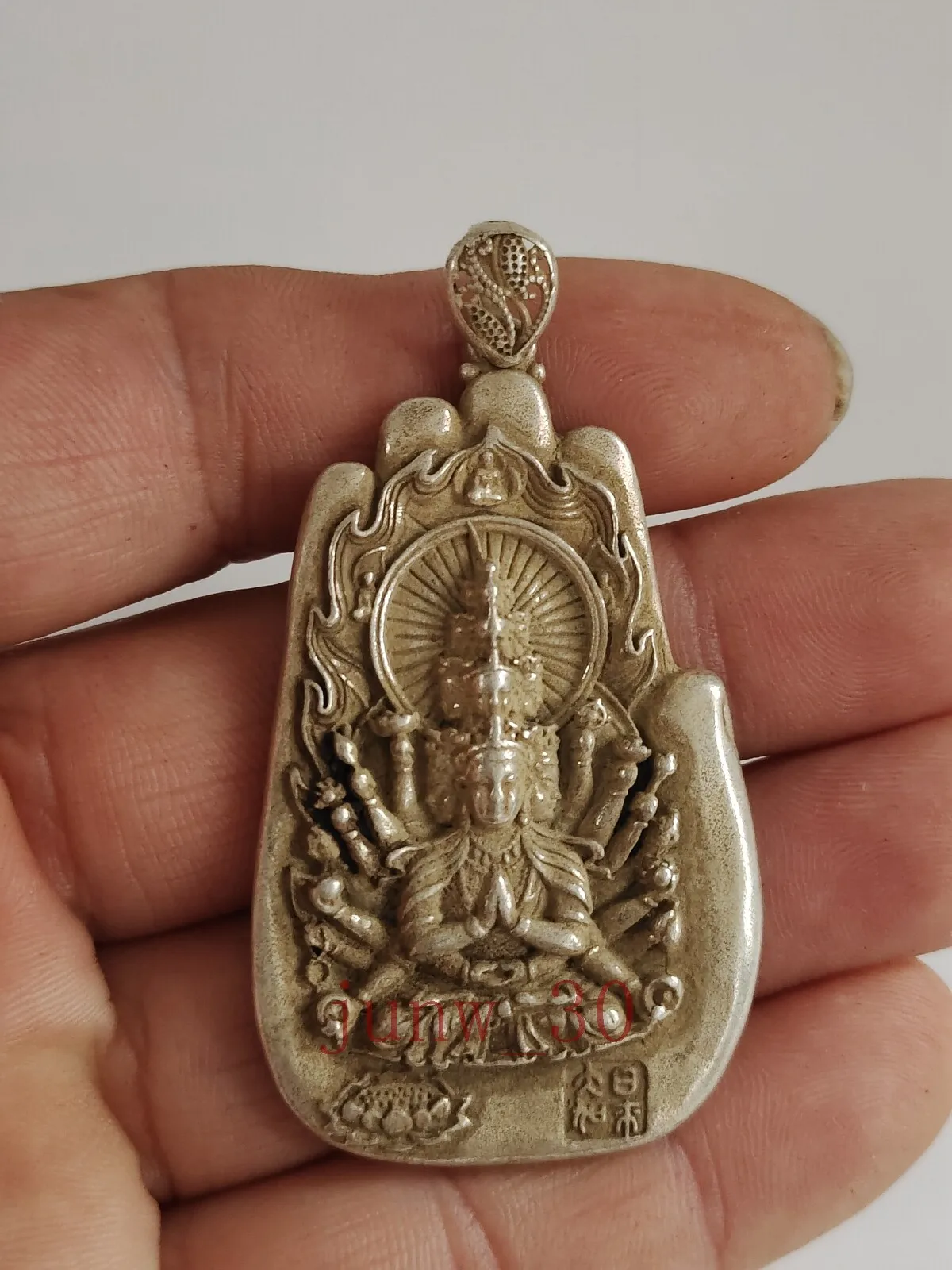 chinea-fengshui-antigo-esculpido-tibete-pingente-amuleto-de-prata-guanyin
