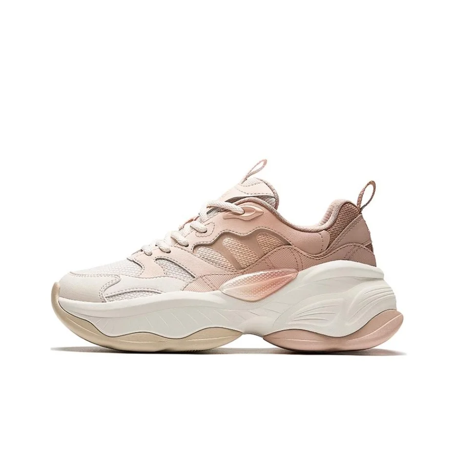 Anta Slip Resistant Abrasion Resistant Low top Chunky Sneakers Women's White Brown 122518891-1