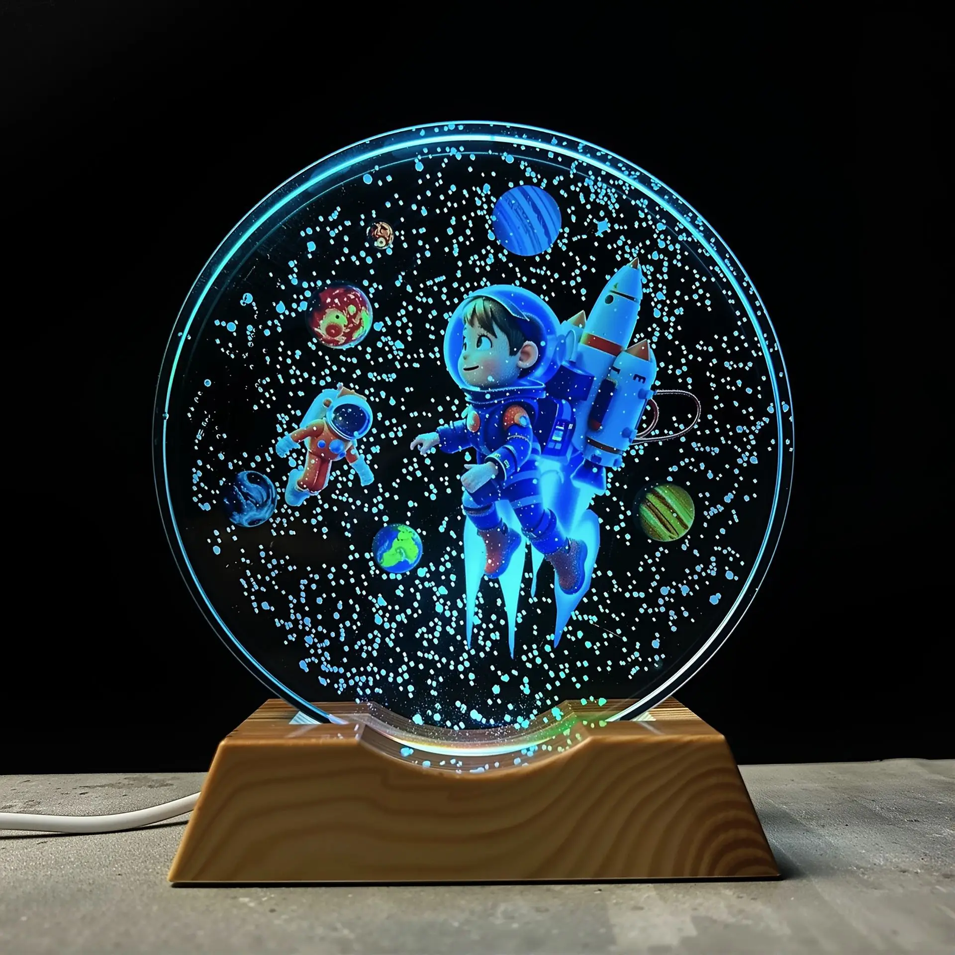 Astronaut Theme Organism Resin Table Light Creactive Art Decoration Lamp Planet Universe Light USB Charge