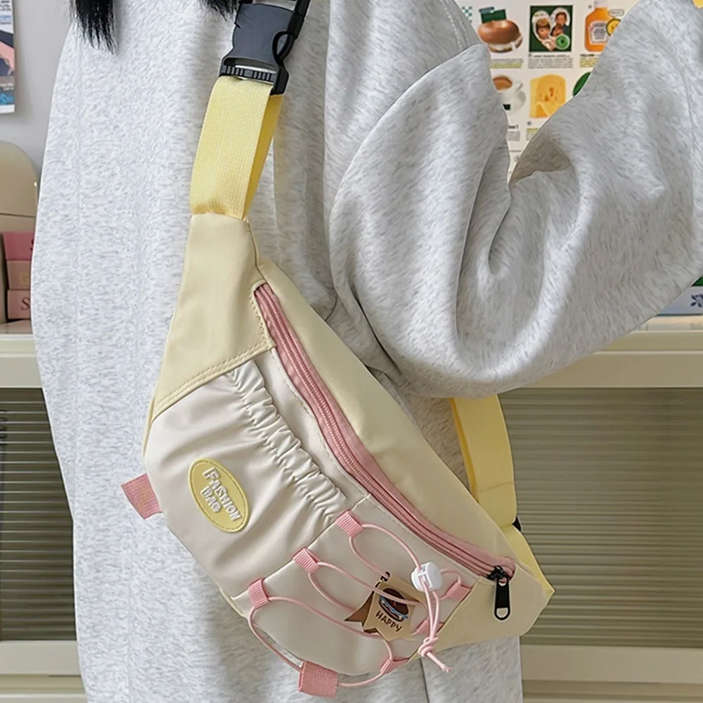 

Портативная девчачья нагрудная сумка через плечо в японском стиле, нейлоновая спортивная сумка на одно плечо, цветная контрастная водонепроницаемая поясная сумка для улицы