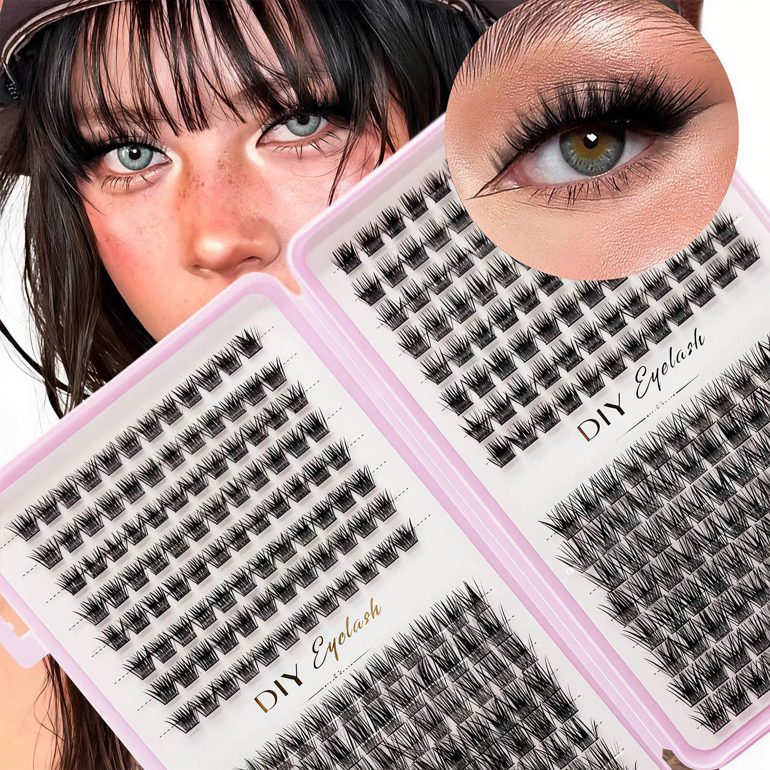 Clustered Eyelash Grafting Strips Are Used to Lengthen Eyelashes, Achieving a Natural Makeup Effect, a Light and Slender Appeara