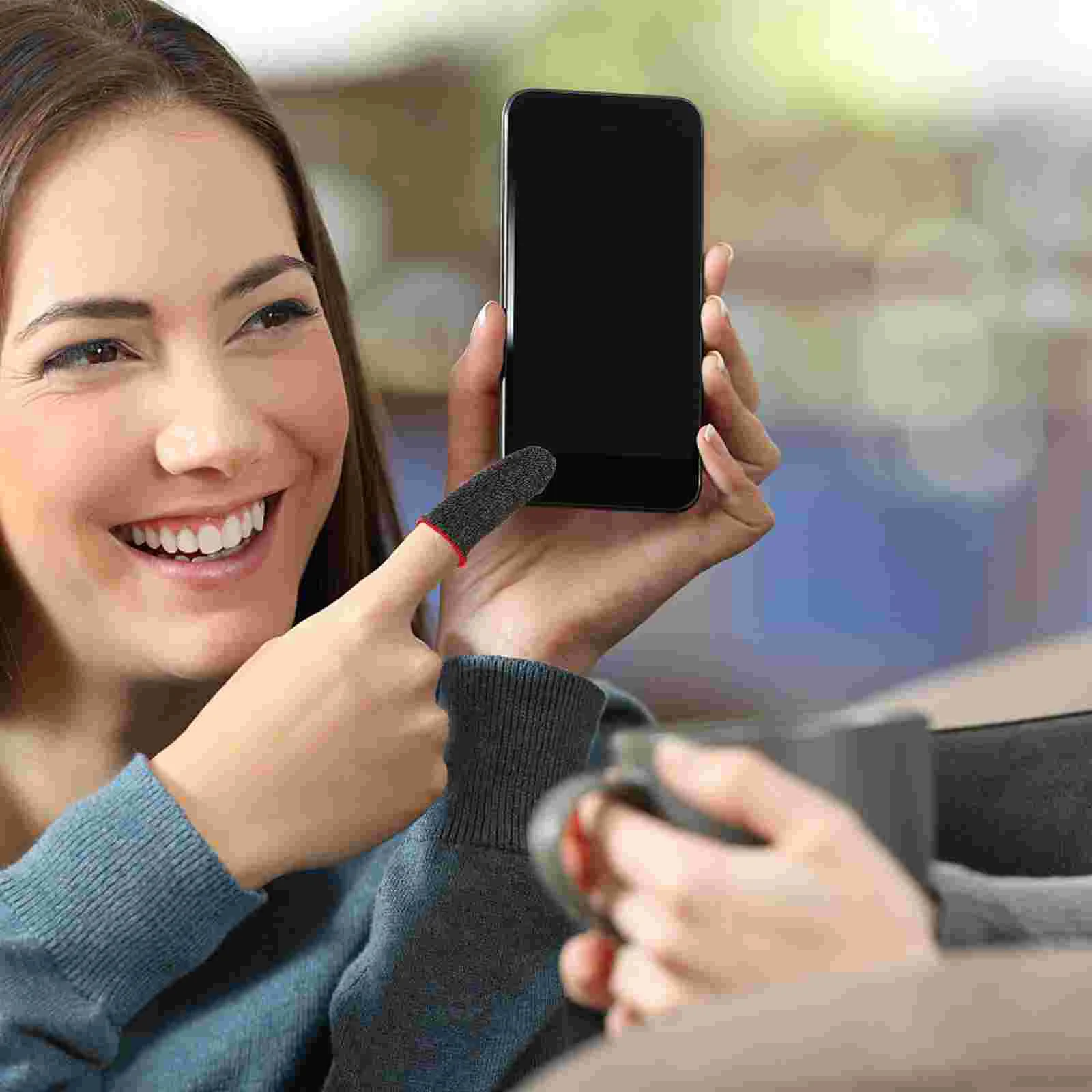 10 Pcs Mobile Game Finger Cot Sleeves Thumb Fiber Cover Touchscreen Gloves for Gaming Grips Cots Protector