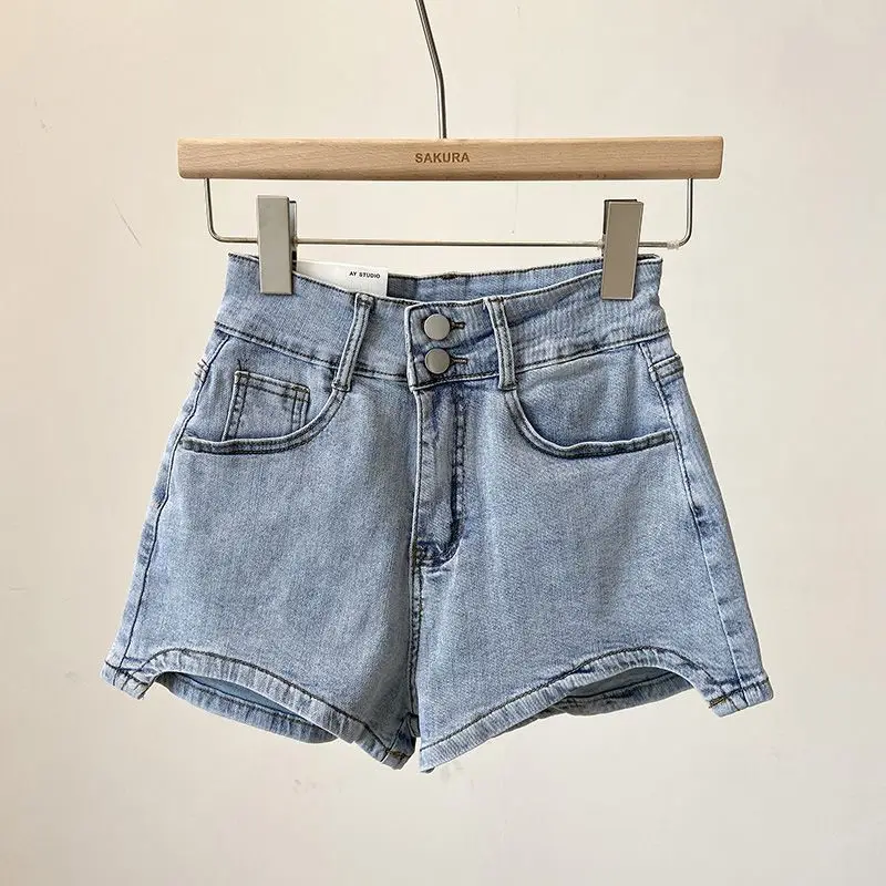 

ThininsHigh-waisted slimming denim shorts for women2025New high-waisted elastic summer hot pants for petite women