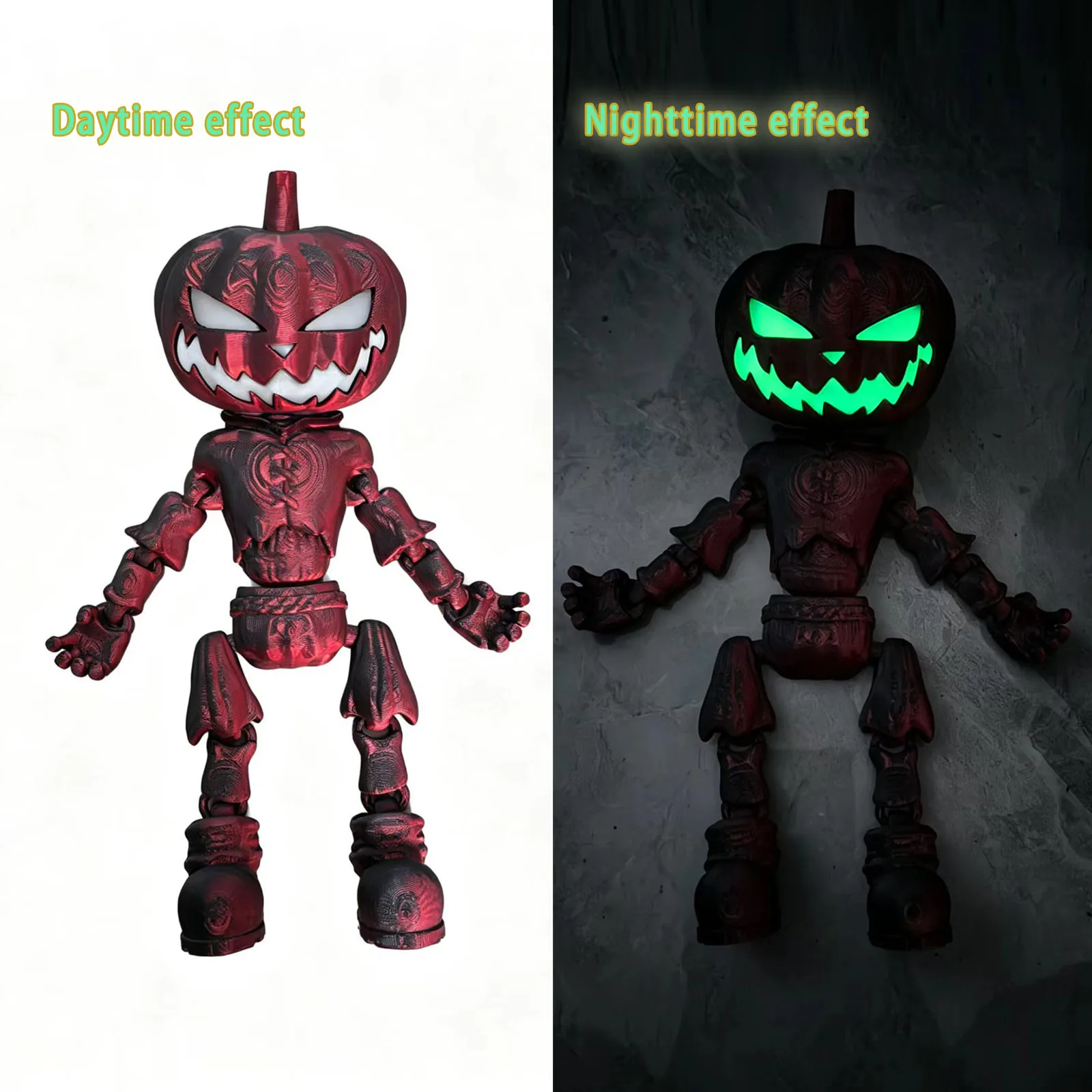 3D Printed Pumpkin Man Toy Model Glow In The Dark Halloween Gift Home Desktop Ornament Party Decor Figurine view 2