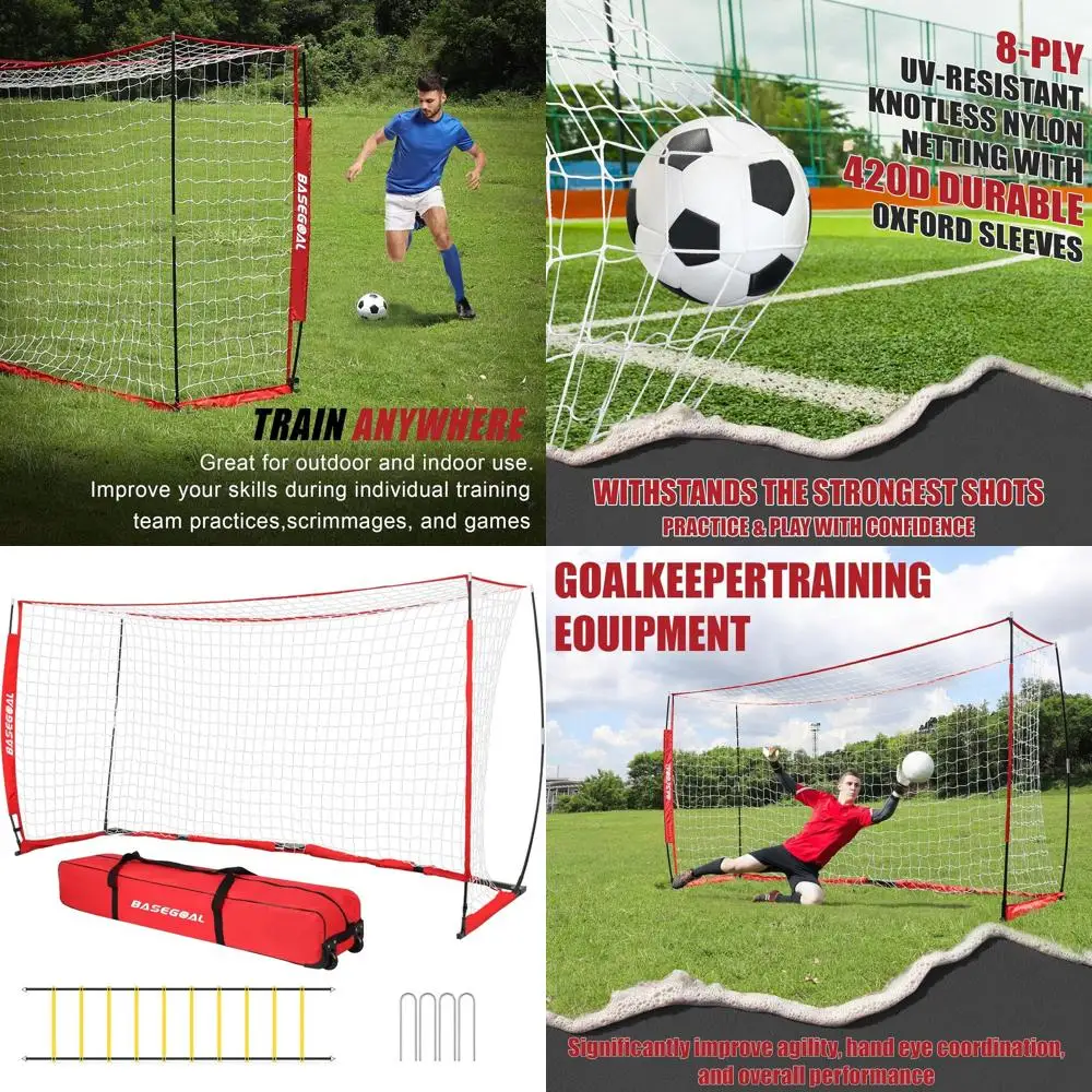 

Портативный футбольный набор с разборной металлической стойкой, сеткой для футбола и лестницей для тренировки ловкости для игр на заднем дворе