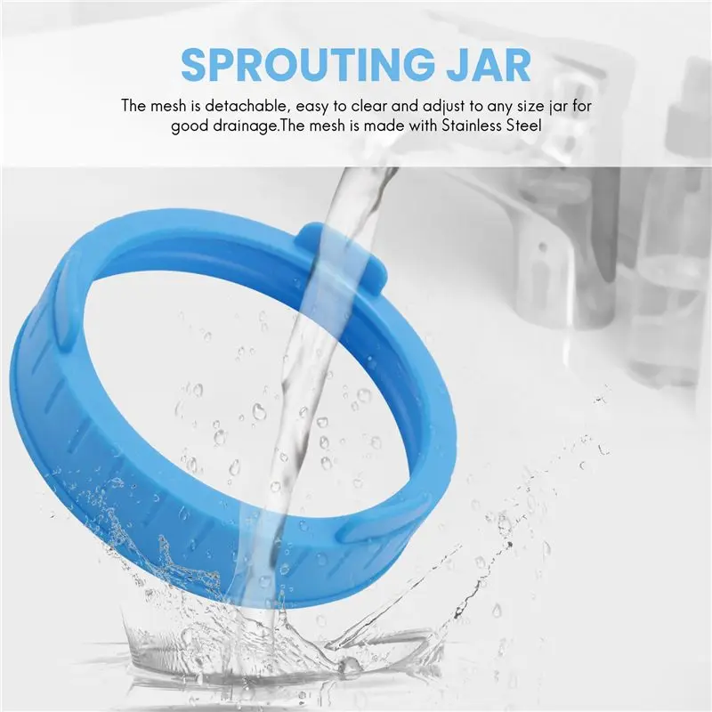 AA94-4 Pack Sprouting Lids, Plastic Sprout Lids With Stainless Steel Screen For Wide Mouth Mason Jars, Sprouter Sprout Maker