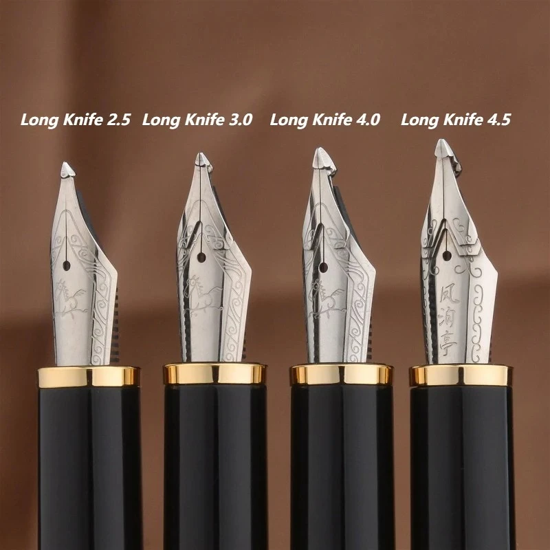 Jinhao Metal Fountain Pen Golden Clip Long Knife 3.0/4.5 Ink Pen Elegant Signature Pen Business Executive Gift Box Stationery
