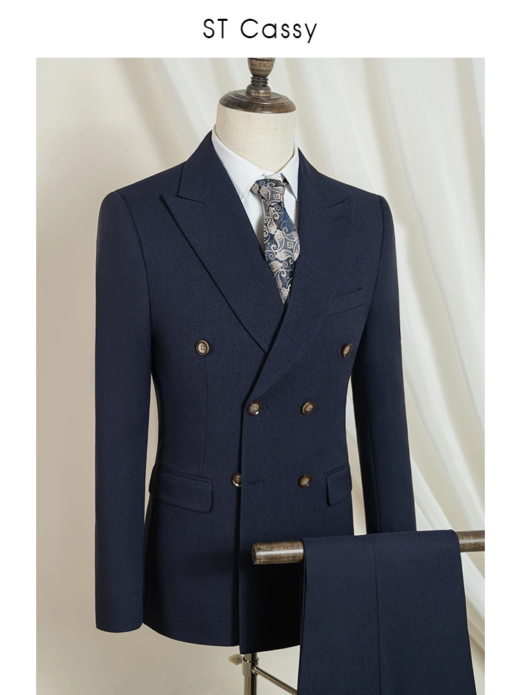 

ST Cassy dark blue Elegant Man Suit 2 Pcs Set Modern Wedding Party Suits for Men Stylish Business office suit