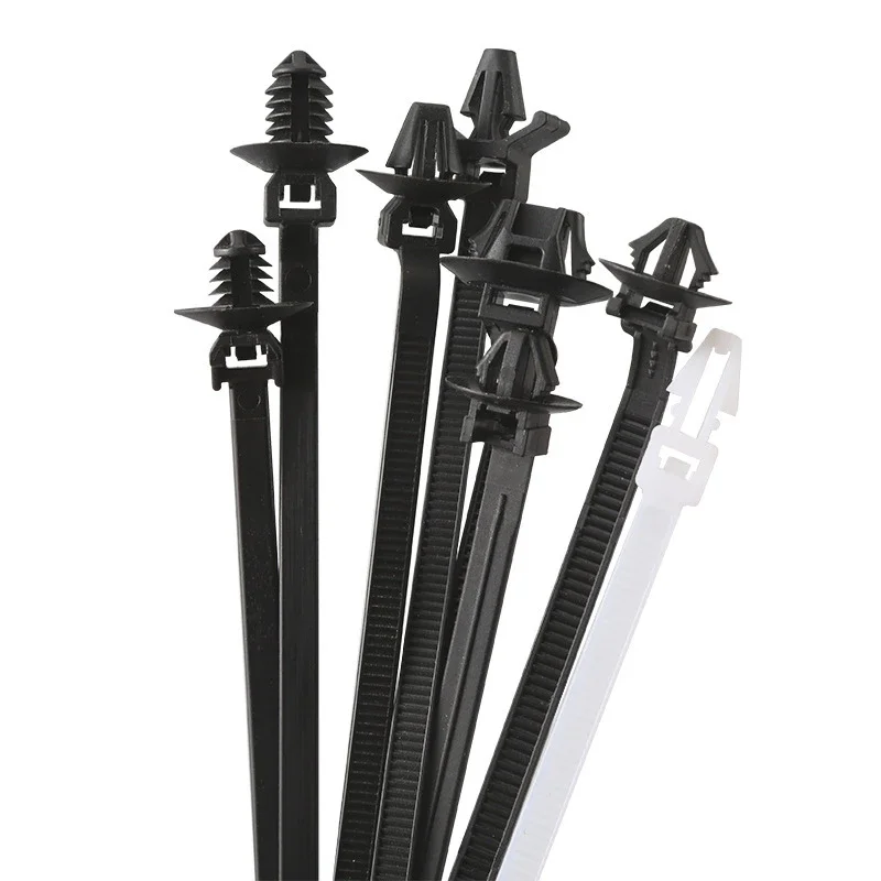 Car Nylon Tie Wrap Cable Fixed Fastener Clips  Strap Self-Locking Nylon Cable Ties Car Hose Fastening Zip