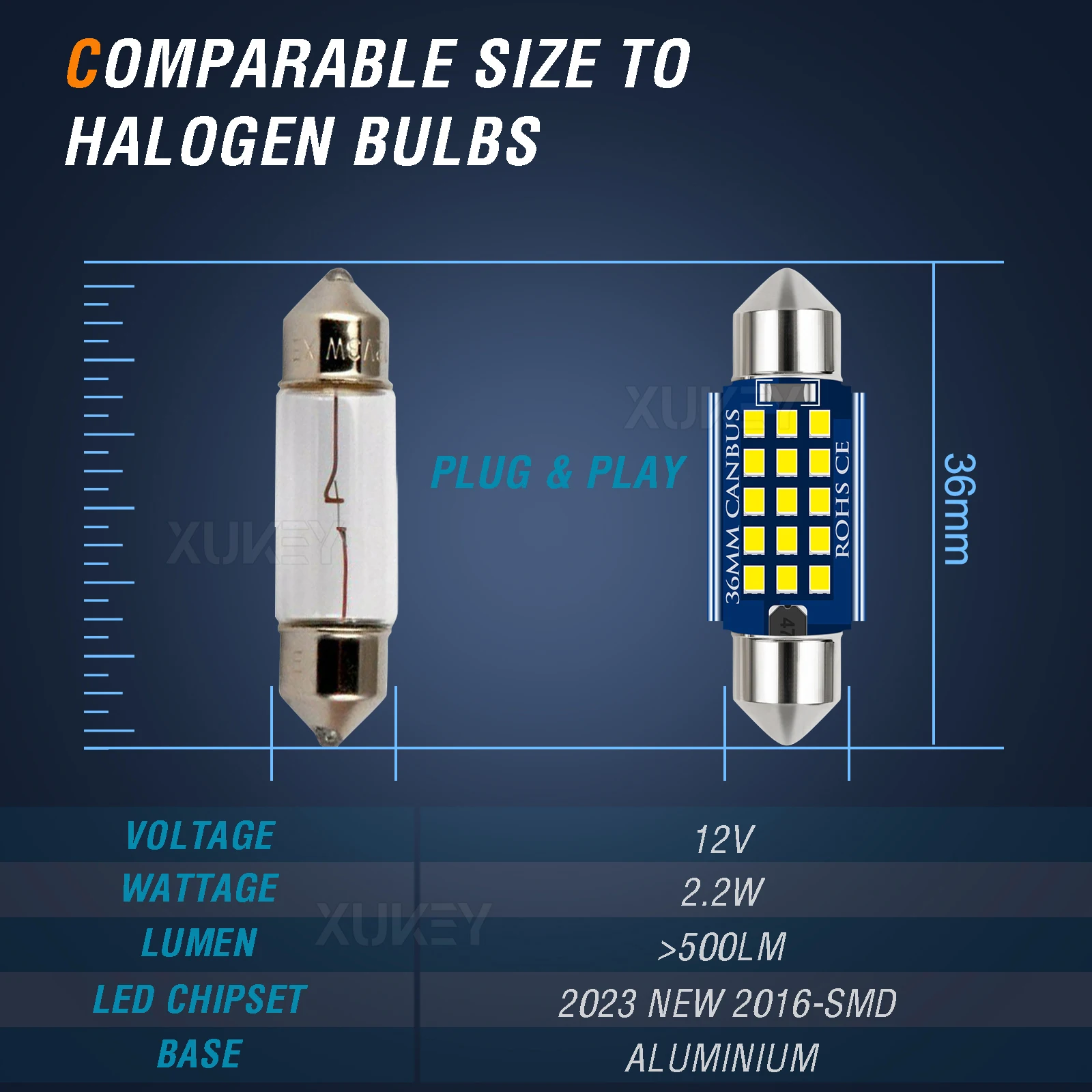 4X 36 مللي متر اكليل C5W LED لمبة 12V 6411 6413 6418 6461 DE3423 DE3425 18LED SMD-2016-Chip ل الداخلية قبة القراءة خريطة ضوء 35 مللي متر