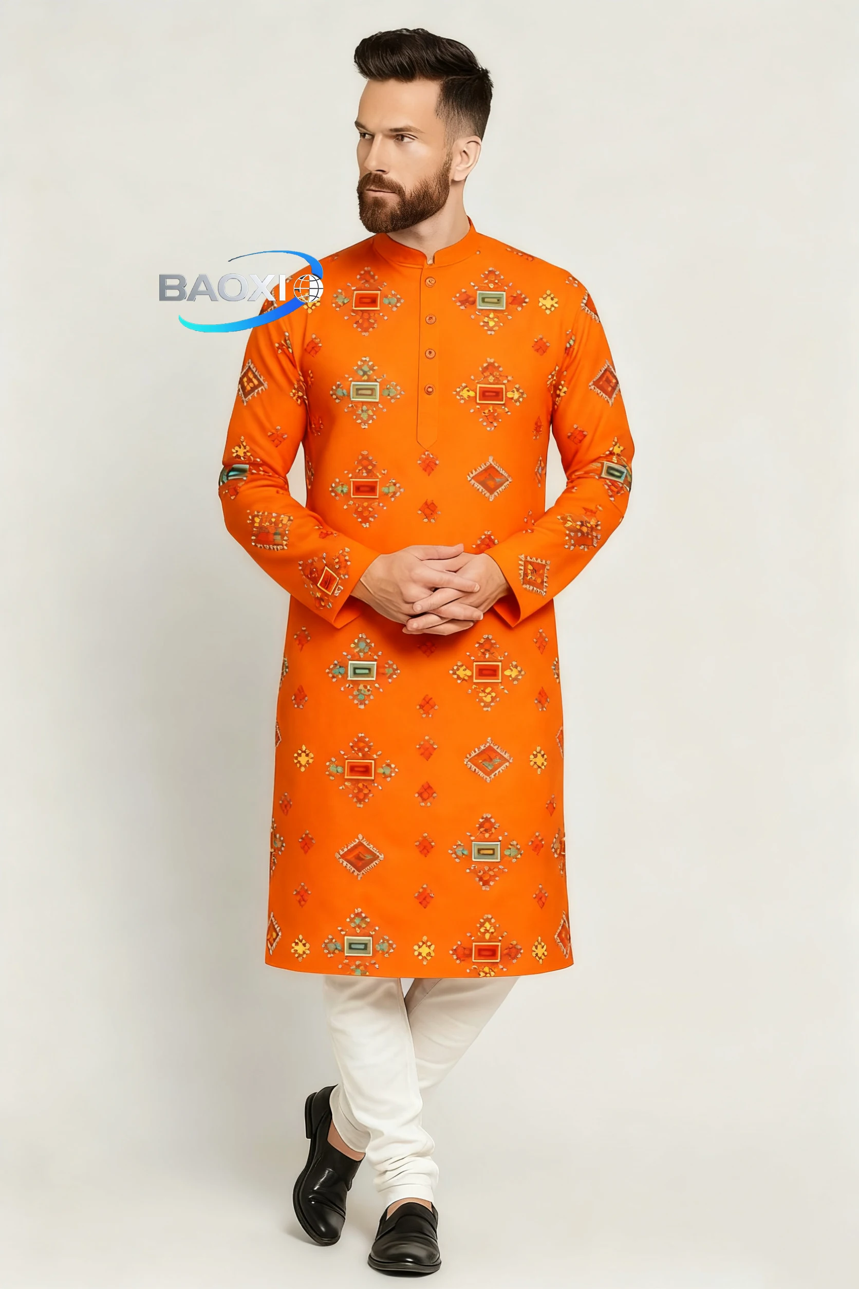 Men's printed pattern kurta vardha fashionable and comfortable fit regular robe suitable for all occasions ethnic clothing