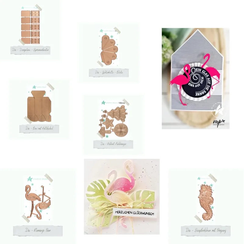 Whisky Glass with Orange Flamingo Metal Cutting Dies for DIY Scrap Booking Crafts Dies Cut Stencils Maker Photo Album Template
