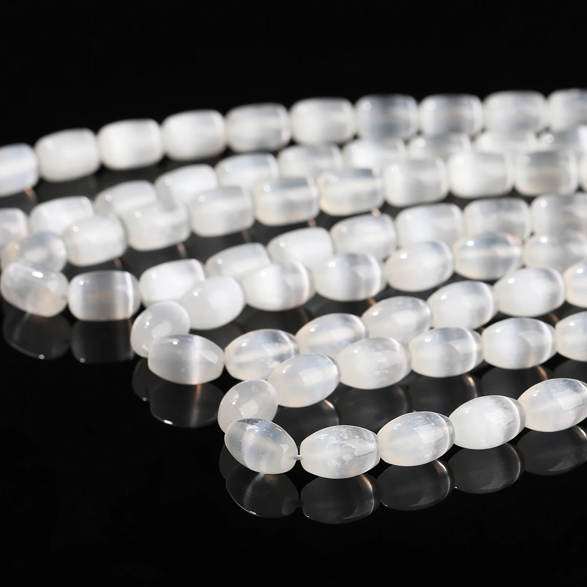 5A Natural Gypsum Stone Rice Shape Beads Smooth Loose Spacer Selenite Bead for Jewelry Making DIY Bracelet Necklace Accessory - view 3