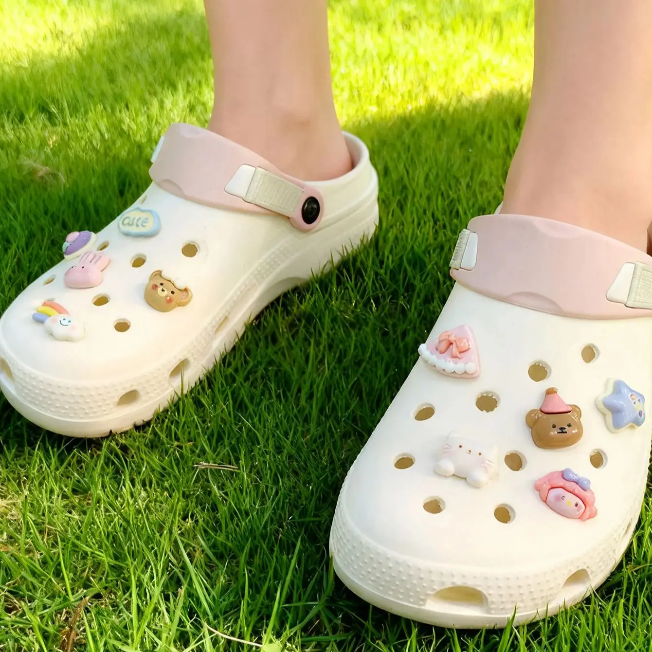 10 ピース/セットかわいい漫画動物穴靴靴バックル装飾ボタンスタークマ花 DIY 靴花アクセサリー女の子ギフト