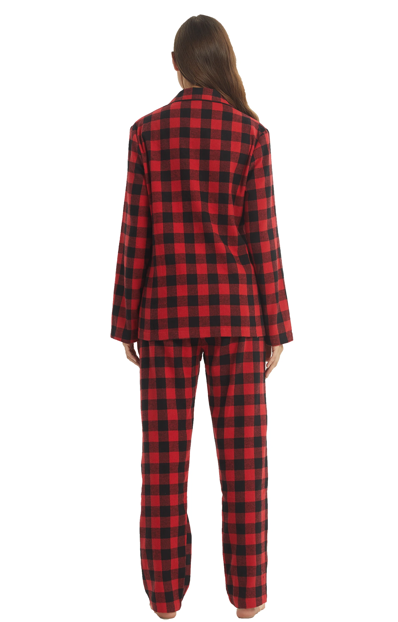 Womens Flannel Pajamas Sets Long Sleeve Pjs Sets for Women Plaid Pajama Sets Plaid Pjs Bottoms & Tops Flannel Pajama for Women