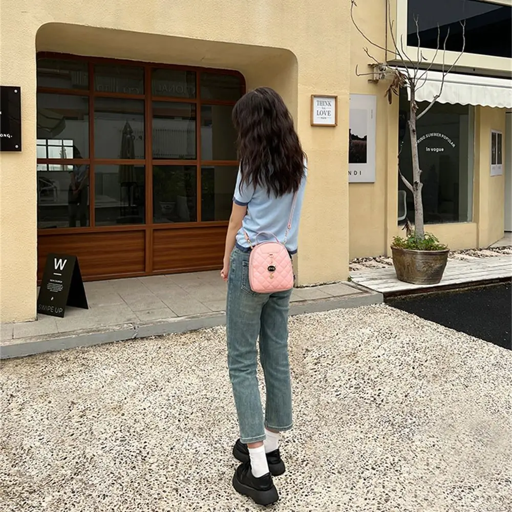 Fashion Small Backpack Women Girls Shoulder Bags Grids PU Leather Bag Mini School Bags Casual Rucksack