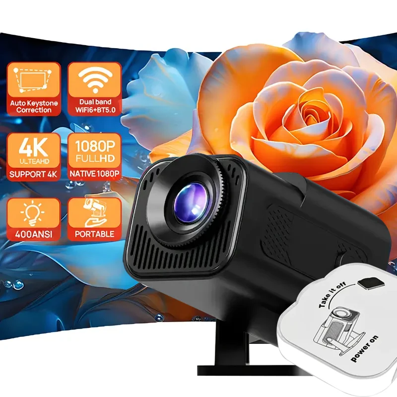 

Умный портативный проектор HY320mini, подходит для настенного проекционного экрана комнаты, портативного уличного проектора, светящиеся товары для вечеринок