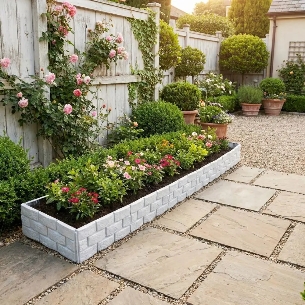 10 Pcs Garden Edging 4M (13ft) Long Plastic Landscape Edging Border for Lawn Yard Flower Bed Weed Block Fencing Decorative Groun