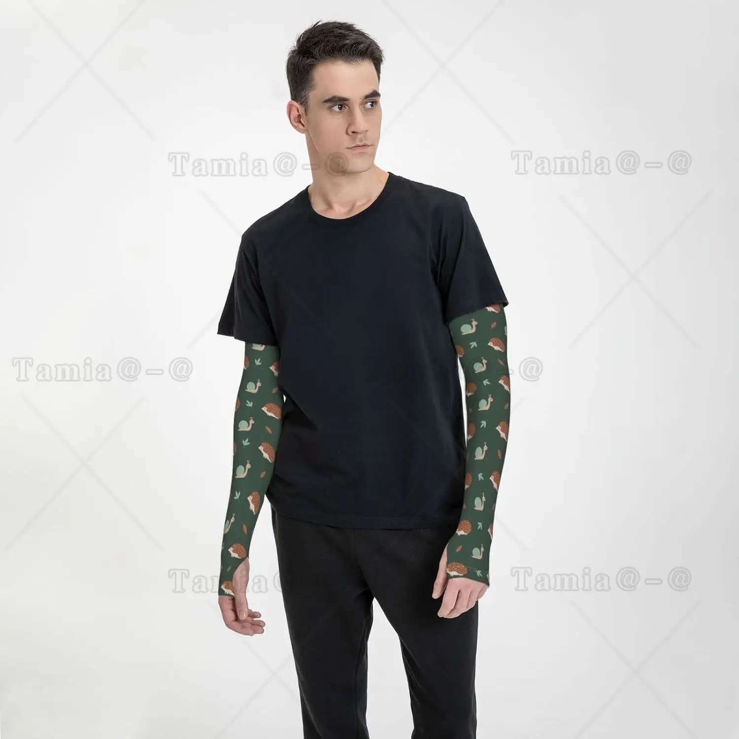 Mangas de brazo refrescantes para hombres y mujeres, protección Uv, caracoles verdes, erizos marrones, mangas de tatuaje para cubrir brazos, compresión de jardinería