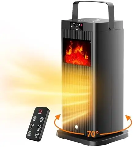 

Обогреватель BJOP 2026, 1500 Вт, PTC керамический, с режимом ECO, эффектом пламени и функцией осцилляции - сертифицирован ETL UL