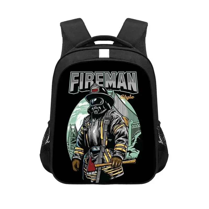 Handsome Fireman Rescue Team Print Backpack Fireman Children School Bags Boys Girls Kindergarten Bag Student Kids Bookbag Gift