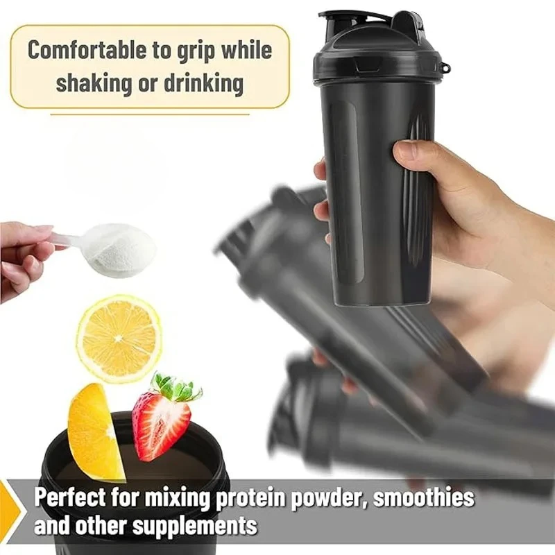 600ml Shaker Bottle 20 Oz Protein Shaker Bottle Portable Fitness Bottle for Outdoor Travel Fitness Enthusiast Athletes - view 3
