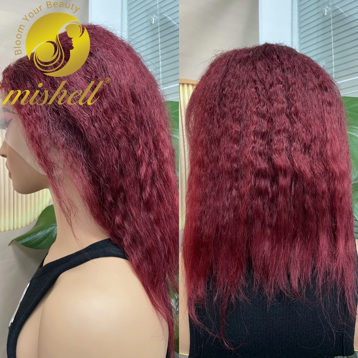 250% Density Burgundy 99j 10-16 Inches Kinky Straight Human Hair Wigs Transparent 13x4 Lace Frontal Wigs Brazilian Straight Wigs