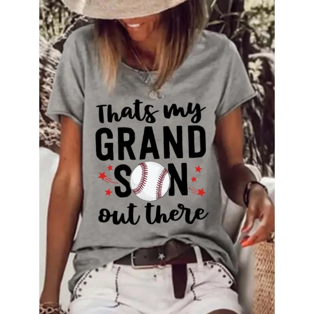 

Rheaclots Women's Baseball That's My Grandson Out There Print T-Shirt