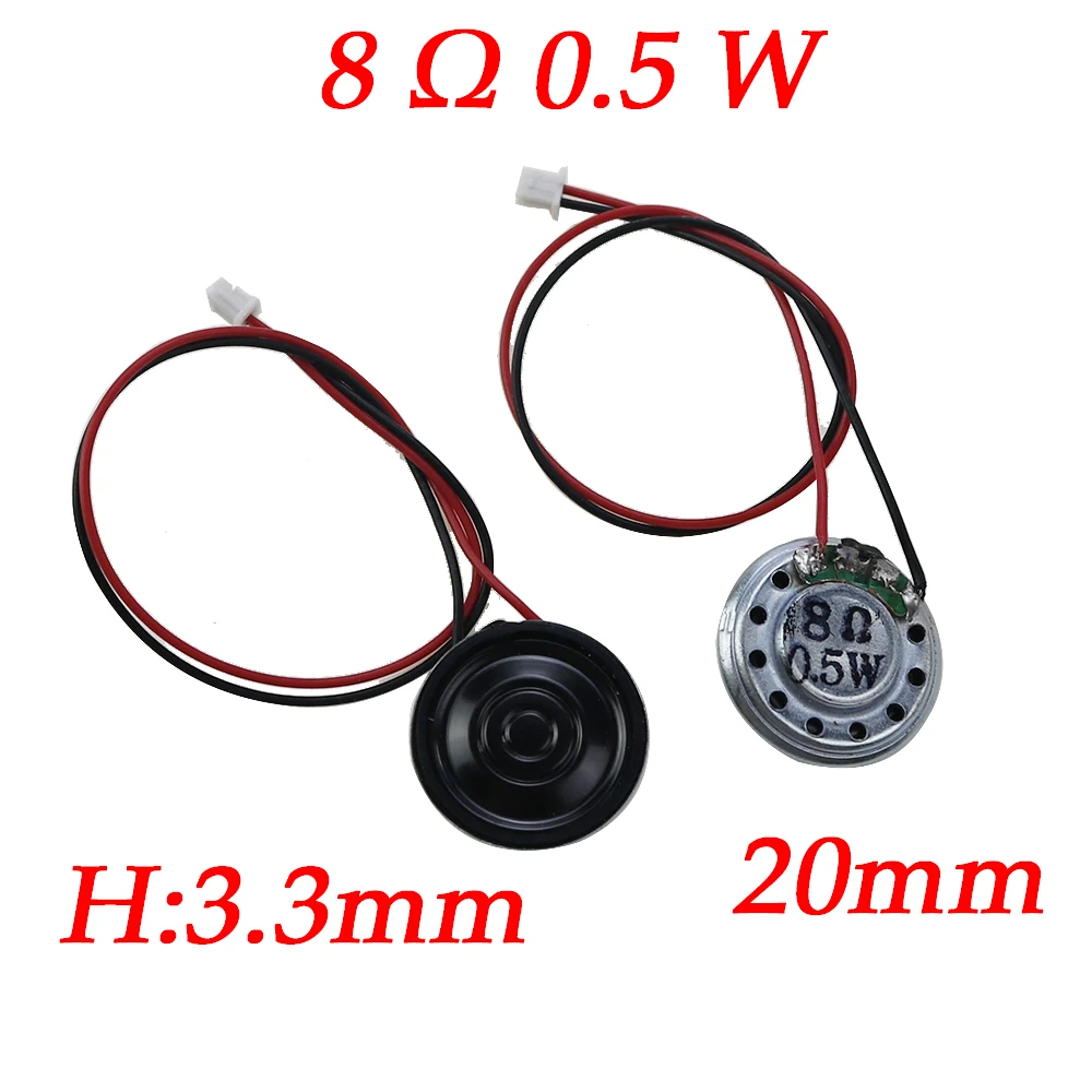 2-teiliger ultra dünner Lautsprecher 8 Ohm 2 Watt 2 W 8R Durchmesser 20mm 23mm, 28mm 36mm 40mm mit mx Kabel 1,25 Anschluss, Kabellänge 15cm