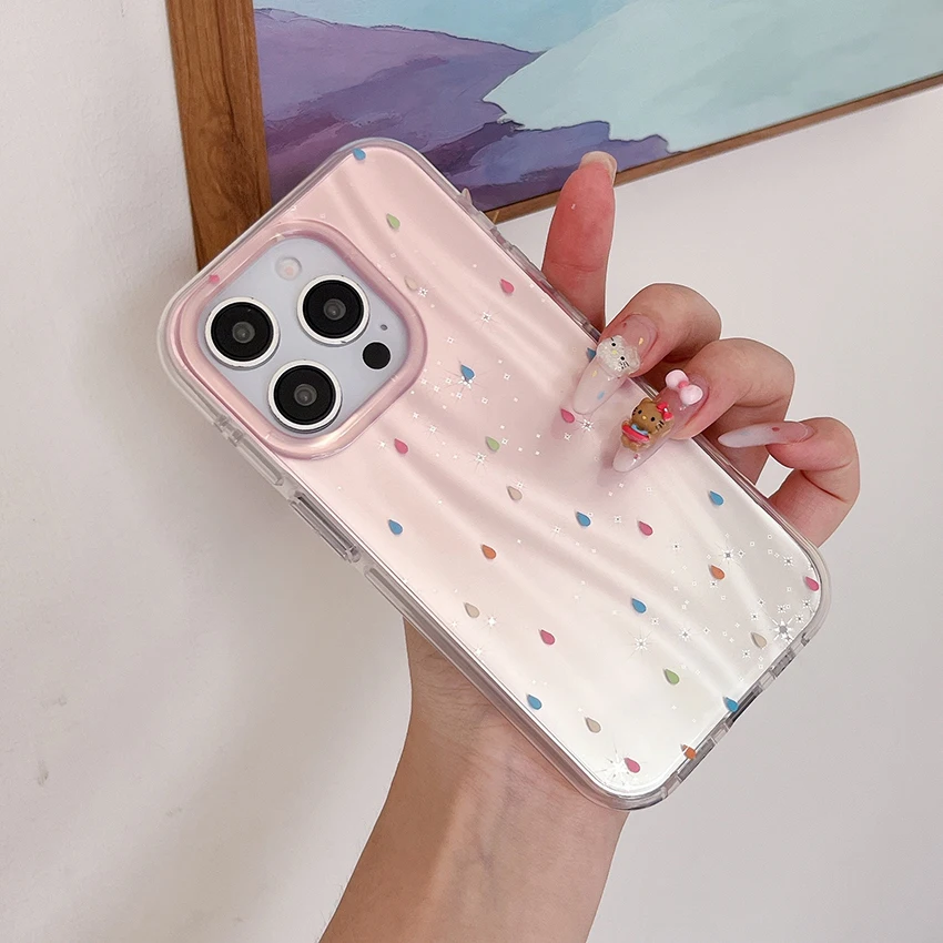 Чехол для телефона с градиентом цвета для Iphone 16 15 14 13 Pro Max 16 Pro, чехол для телефона с рисунком капель дождя Aurora 15 Pro max, креативный чехол