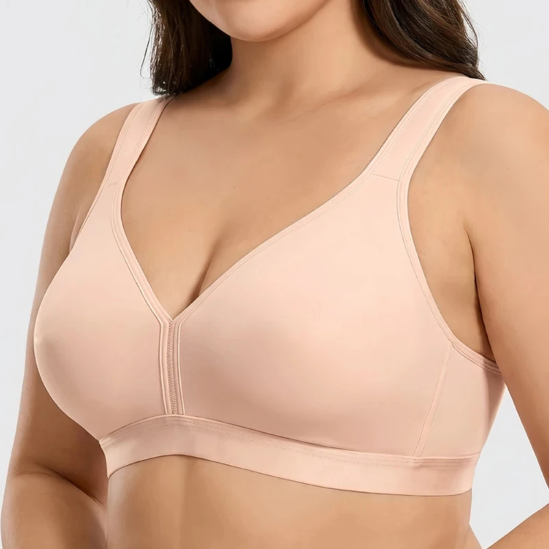 Wirefree Bra for Womens Non Padded Underwear Female Plus Size Adjustable Smooth Lingerie 34 36 38 40 42 44 46 48 B C D E F G